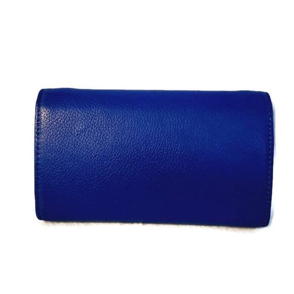 Stella & Max Women's Blue Pebbled Leather Crossbody Smartphone Wallet Clutch - Picture 3 of 6
